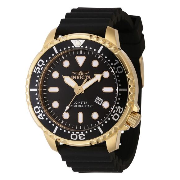 Invicta Pro Diver Men's Watch Silicone band , Metal Dial - 48mm, Black - Picture 1 of 5